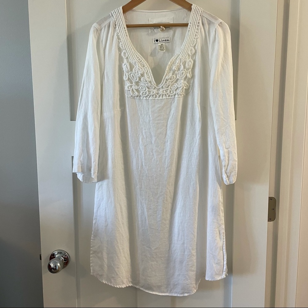 EUC Malvin white linen shift dress